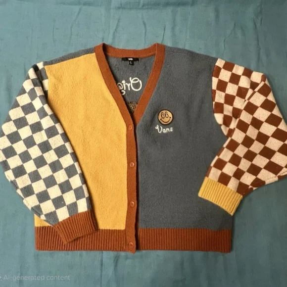 Vans Women's Colorful Patchwork Cardigan Sweater - Picture 1 of 4